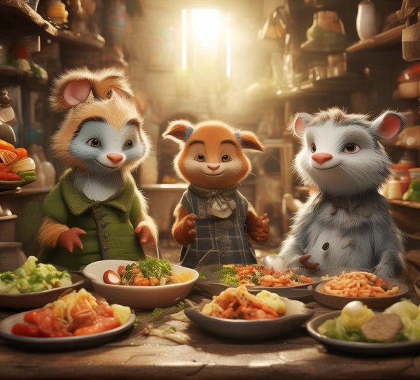 三只动物的美食奇遇，一家温暖的小店